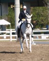 Jodie Kelly and Manhattan warming up for the FEI Grand Prix Championship on Sunday